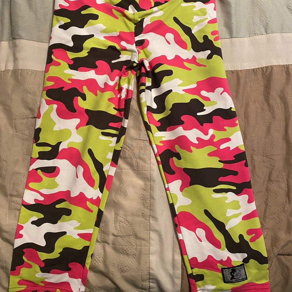 Celestial Bodiez Pink and Green Camo Capris